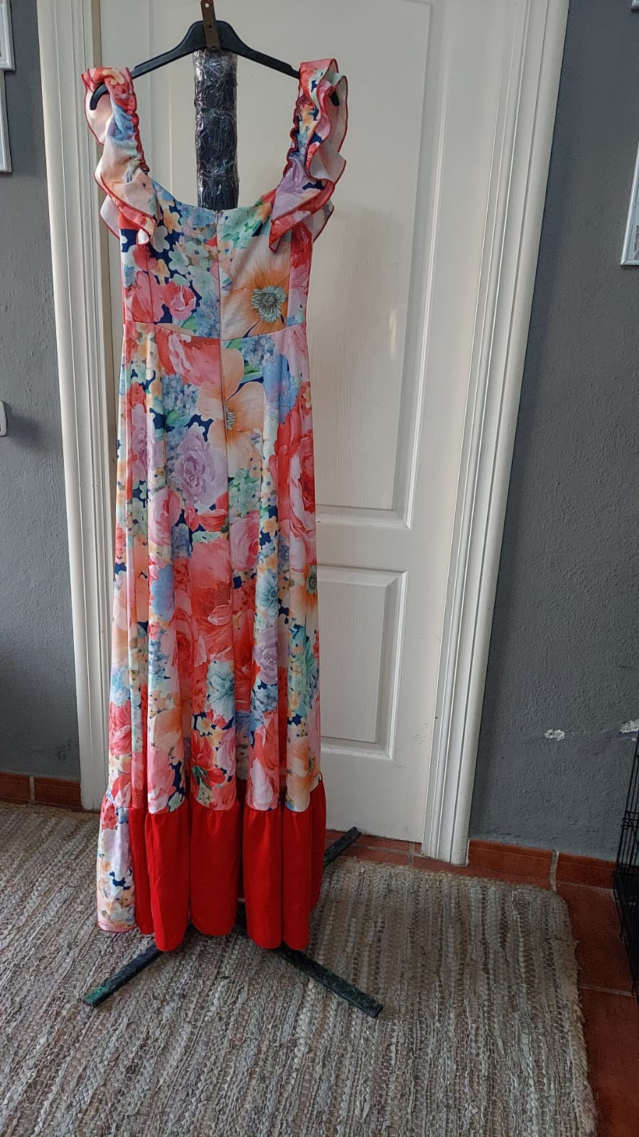bata Flamenca Estampado Floral Multicolor +flor de regalo - Imagen 2