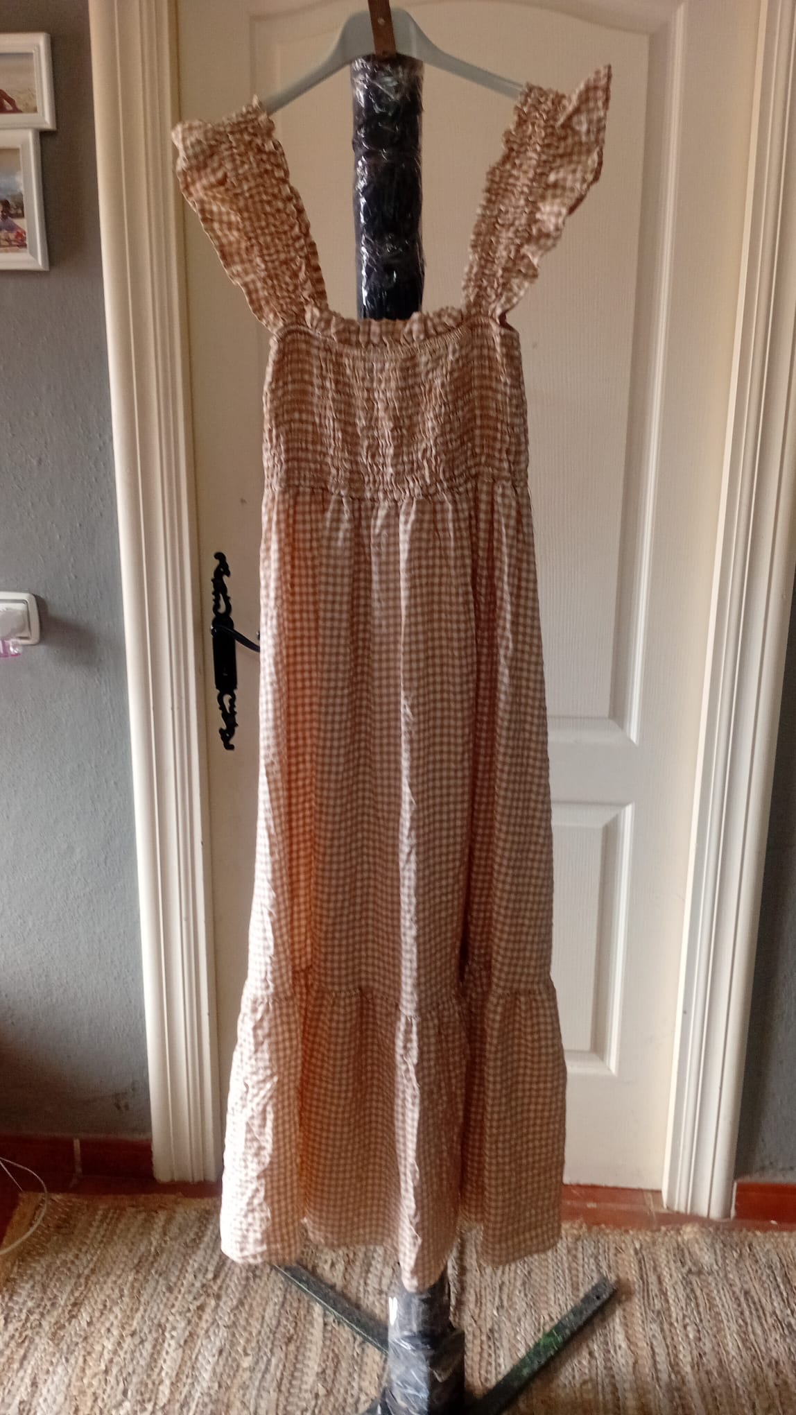 Bata de romería vichy beige